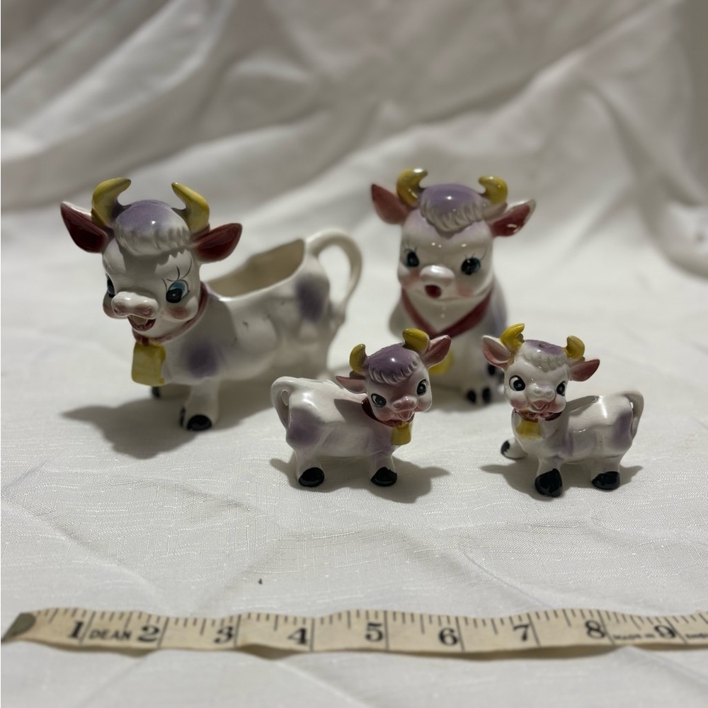 Vintage “Elsie the Cow” Ceramic Sugar Dish, Creamer, Salt and Pepper Shaker Set